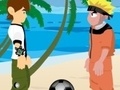 Mchezo Naruto and Ben 10 play volleyball