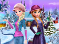 Mchezo Elsa and Anna Winter Dress Up