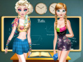 Mchezo Elsa And Anna Highschool Fashion