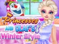 Mchezo Princesses And Olaf's Winter Style