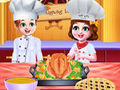 Mchezo Chef Twins Thanksgiving Dinner Cooking