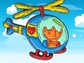 Mchezo Coloring Book: Cat Driving Helicopter