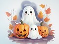 Mchezo Coloring Book: Halloween Ghosts