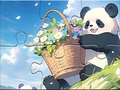 Mchezo Jigsaw Puzzle: Basket Flower Panda