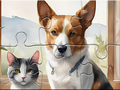 Mchezo Jigsaw Puzzle: Oil Painting Dog And Cat