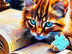 Mchezo Jigsaw Puzzle: Cat Reading