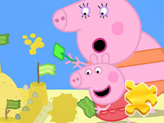 Mchezo Jigsaw Puzzle: Peppa Pig Making Sand