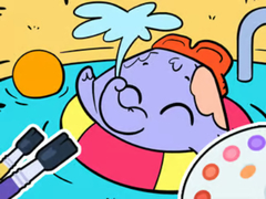 Mchezo Coloring Book: Elephant Swim