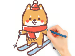 Mchezo Coloring Book: Skiing Puppy