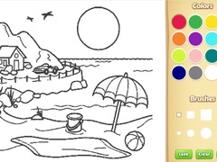 Mchezo Beach Coloring Book For Kids